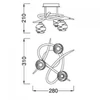 Kép 2/3 - Mantra LOOP 1814 mennyezeti lámpa szatinált nikkel fém 3x G9 max. 33W G9