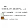 Kép 3/3 - Mantra TIFFANY 3883 falikar antik bronz fém 2xE14 max. 20W;2xG9 max. 33W E14