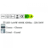 Kép 3/3 - Mantra CRYSTAL 4576 mennyezeti kristálylámpa króm fém 1xLED max. 44W LED IP20