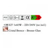 Kép 3/6 - Mantra CRYSTAL BRONCE 4615 modern függeszték vörösréz üveg 1xE27 max. 60W E27 1 db