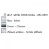 Kép 3/4 - Mantra NUR 4985 falikar króm fém 1xLED max. 10W LED 850 lm 3000 K IP20
