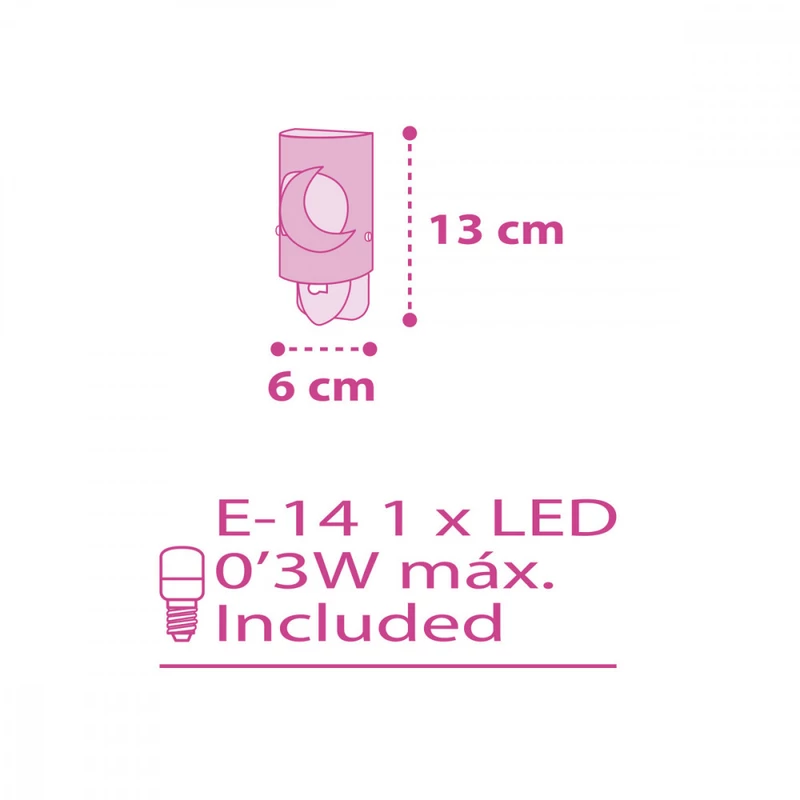 Dalber LED Moonlight 63235LS gyereklámpa rózsaszín műanyag E14 1 db 15 lm 2900-3200 K