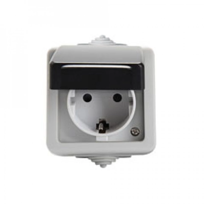 Kanlux Mowion Tekno 27130 fekete Schuko dugalj gyermekvédelemmel IP54