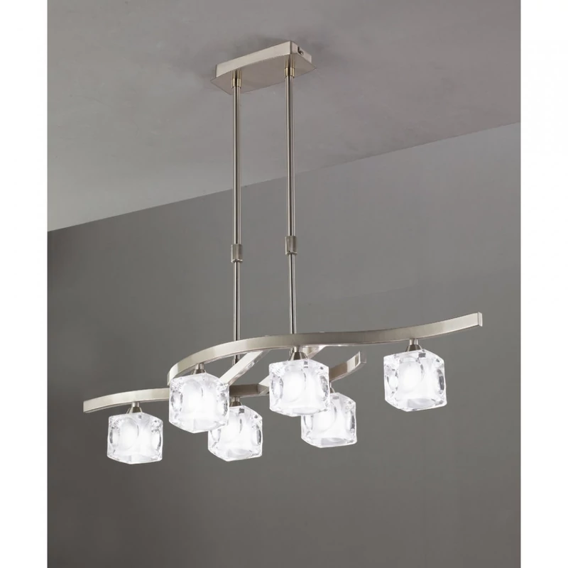 Mantra CUADRAX SN 0004045 többágú függeszték szatinált nikkel 6 x max. 8,50 W LED G9