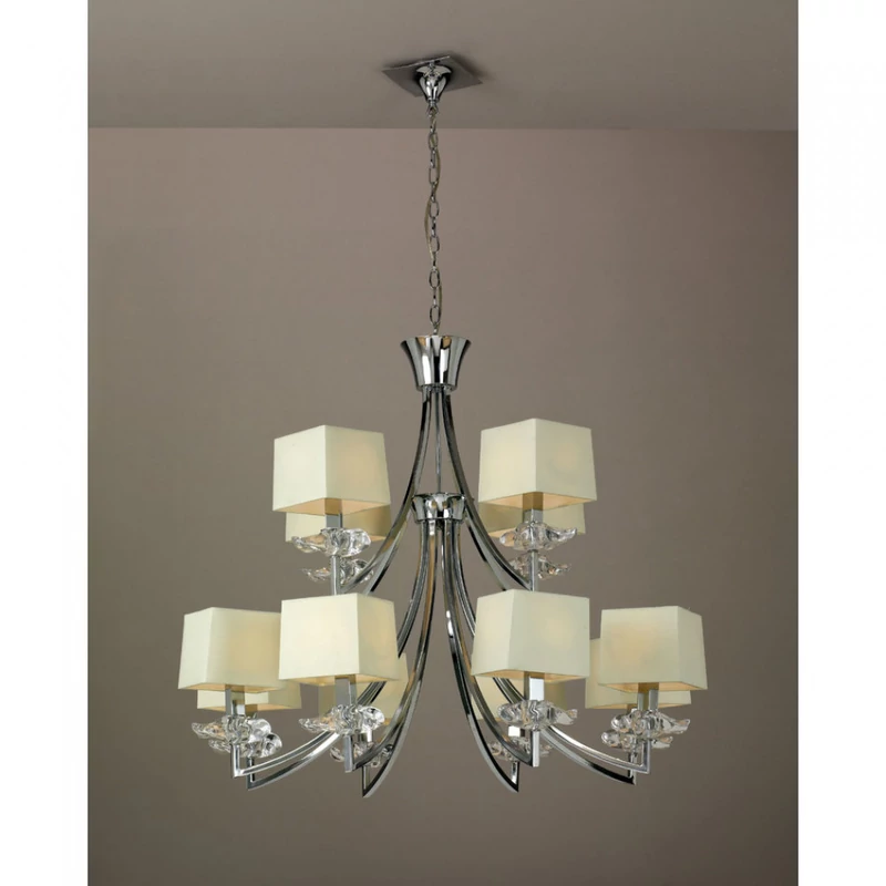 Mantra AKIRA CHROME CREAM SHADE 0942 csillárok nappaliba króm fém 12*E14 max20W E14 IP20
