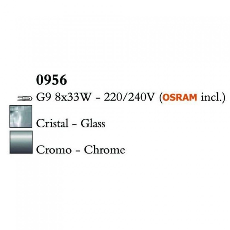 Mantra CUADRAX CHROME GLASS 0956 többágú függeszték króm fém 8*G9 max5W G9 IP20