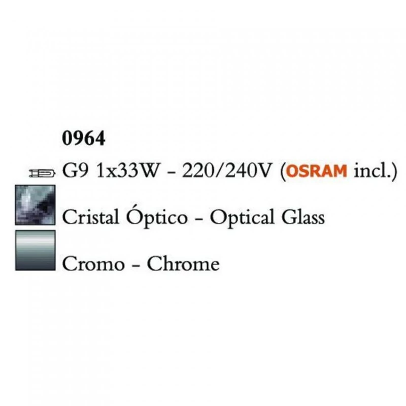 Mantra CUADRAX CHROME OPTICAL GLASS 0964 asztali lámpa króm fém 1*G9 max5W G9 IP20