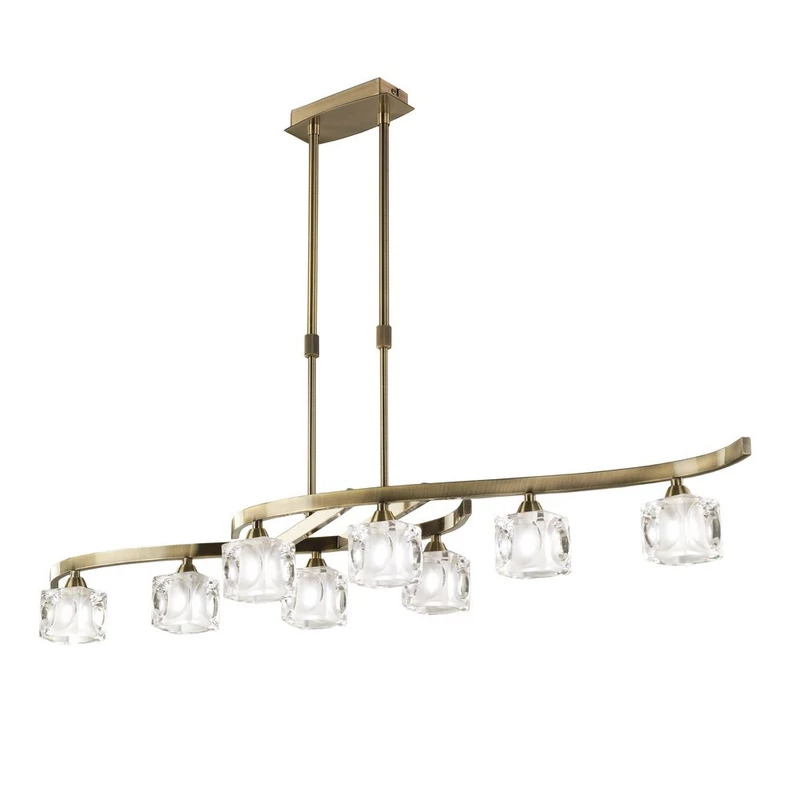 Mantra CUADRAX ANTIQUE BRASS GLASS 0996 többágú függeszték antik réz fém 8*G9 max5W G9 IP20