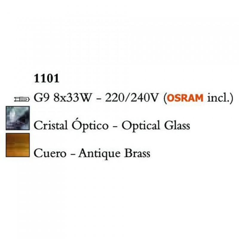 Mantra CUADRAX 1101 mennyezeti lámpa sárgaréz fém 8xG9 max. 33 W G9 IP20