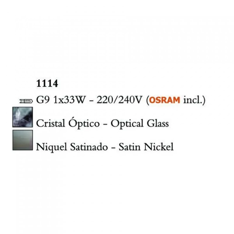 Mantra CUADRAX 1114 asztali lámpa szatinált nikkel fém 1xG9 max. 33 W G9 IP20