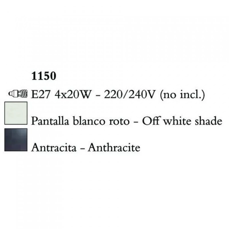 Mantra EVE 1150 többágú függeszték antracit fém 4xE27 max. 20 W E27 IP20