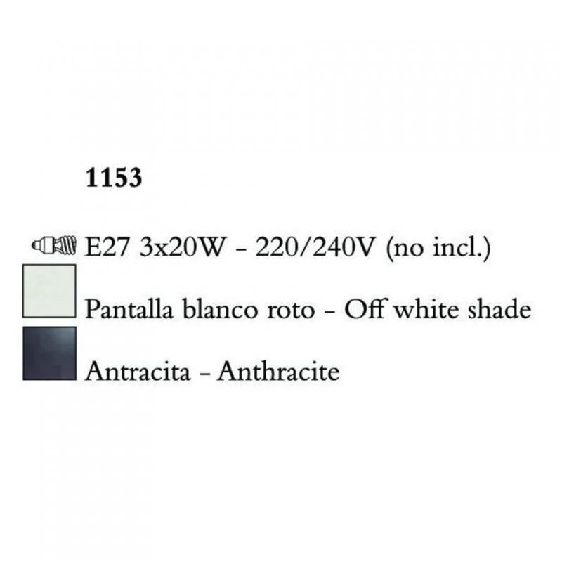 Mantra EVE 1153 csillárok nappaliba antracit fém 3xE27 max. 20 W E27 IP20
