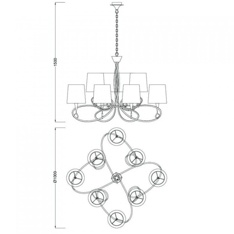 Mantra MARA 1634 csillárok nappaliba antik réz fém 8xE14 max. 20W E14