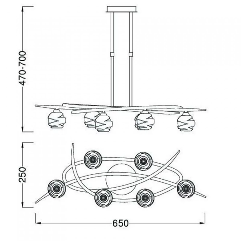Mantra LOOP 1821 többágú függeszték sárgaréz fém 6x G9 max. 33W G9