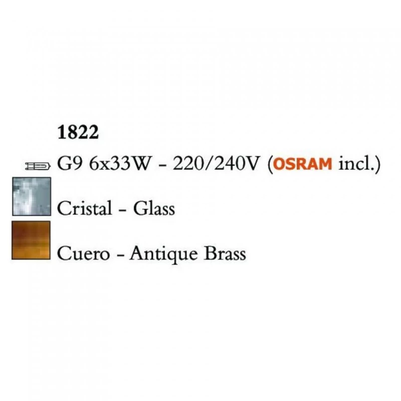 Mantra LOOP 1822 mennyezeti lámpa sárgaréz fém 6x G9 max. 33W G9