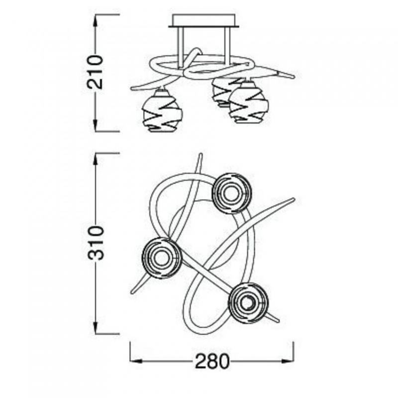 Mantra LOOP 1824 mennyezeti lámpa sárgaréz fém 3x G9 max. 33W G9