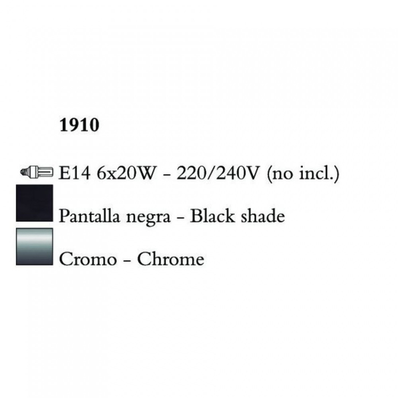 Mantra NINETTE 1910 fekete csillár króm fém 6x E14 max.20W E14
