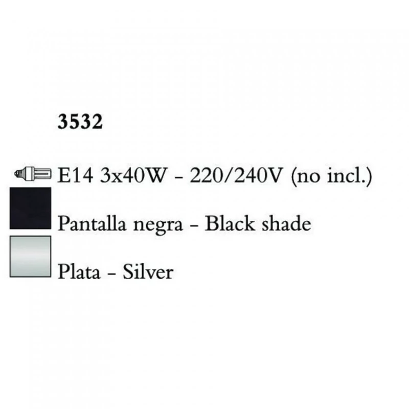 Mantra PAOLA 3532 csillárok nappaliba ezüst fém 3x E14 max. 40W E14 IP20