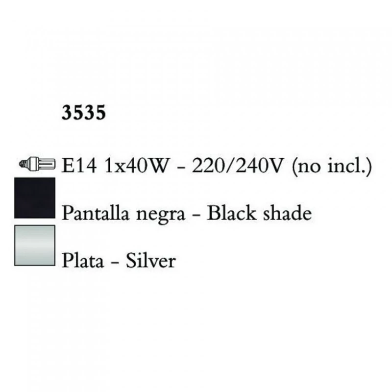 Mantra PAOLA 3535 asztali lámpa ezüst fém 1xE14 max. 40W E14 IP20