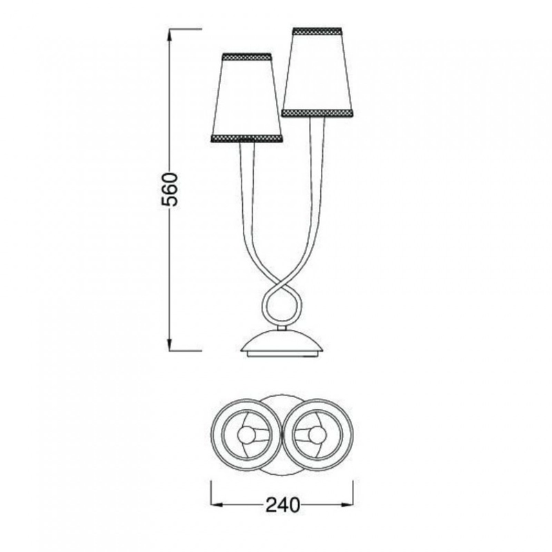 Mantra PAOLA 3536 asztali lámpa ezüst fém 2xE14 max. 40W E14 IP20
