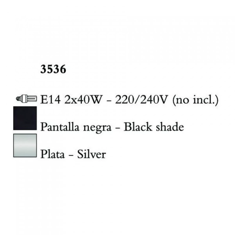 Mantra PAOLA 3536 asztali lámpa ezüst fém 2xE14 max. 40W E14 IP20