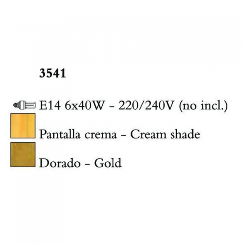 Mantra PAOLA 3541 többágú függeszték arany fém 6x E14 max.40W E14 IP20