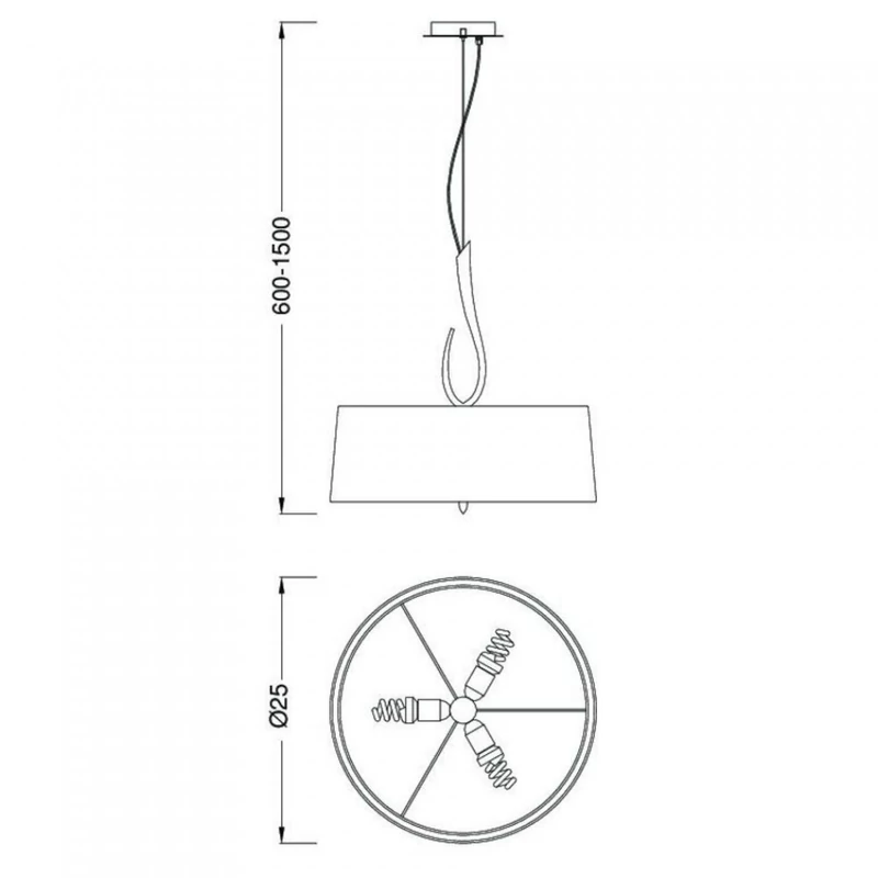 Mantra LUA 3684 egyágú függeszték sötétszürke fém 3xE27 max. 13W E27