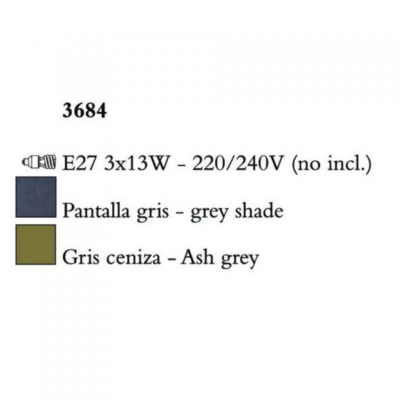 Mantra LUA 3684 egyágú függeszték sötétszürke fém 3xE27 max. 13W E27