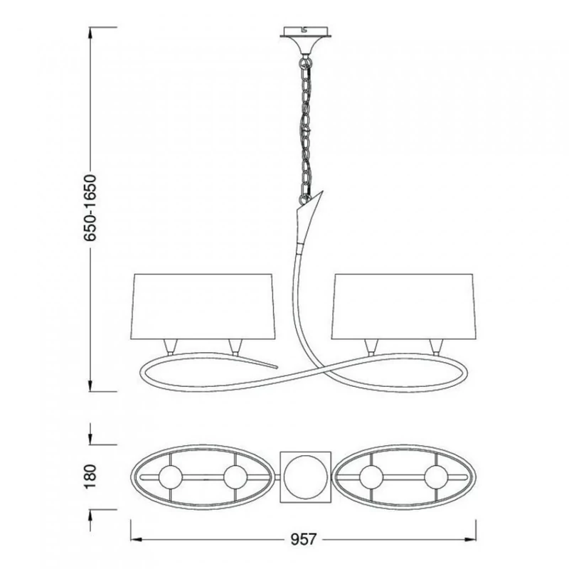 Mantra LUA 3700 többágú függeszték szatinált nikkel fém 4xE27 max. 13W E27 4 db