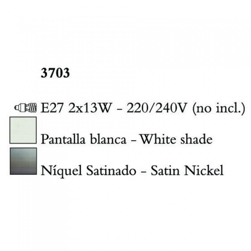 Mantra LUA 3703 asztali lámpa szatinált nikkel fém 2xE27 max. 13W E27