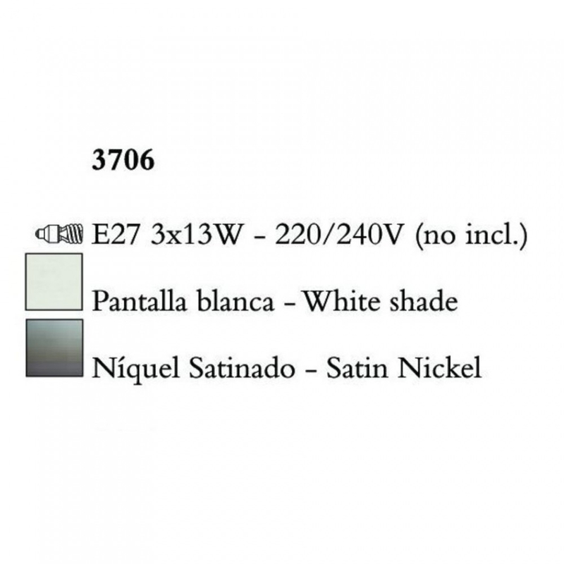 Mantra LUA 3706 csillárok nappaliba szatinált nikkel fém 3xE27 max. 13W E27
