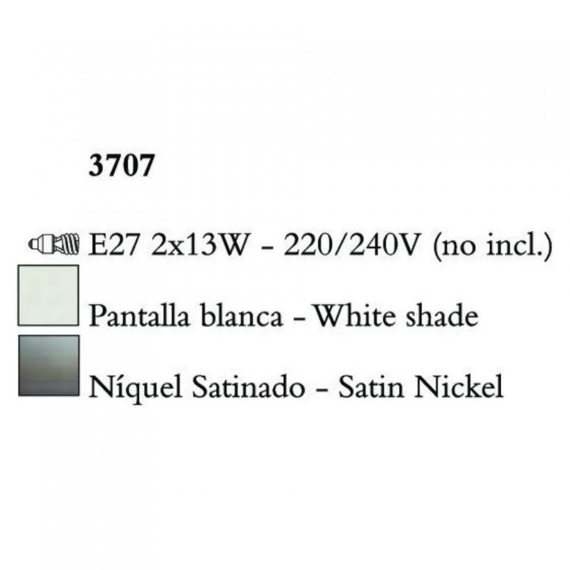 Mantra LUA 3707 falikar szatinált nikkel fém 2xE27 max. 13W E27