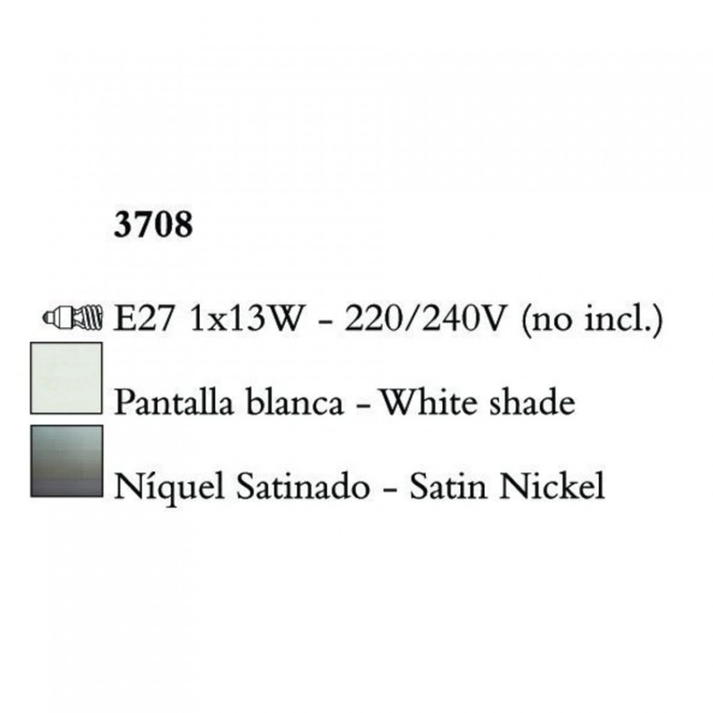 Mantra LUA 3708 asztali lámpa szatinált nikkel fém 1xE27 max. 13W E27 1 db