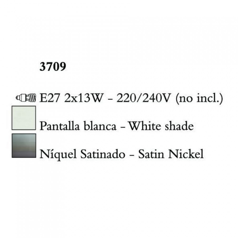 Mantra LUA 3709 állólámpa szatinált nikkel fém 2xE27 max. 13W E27