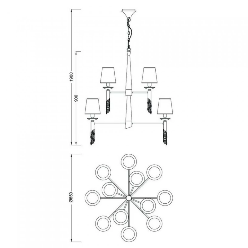 Mantra TIFFANY 3850 csillárok nappaliba króm fém 12xE14 max. 15W;12xG9 max. 33W E14