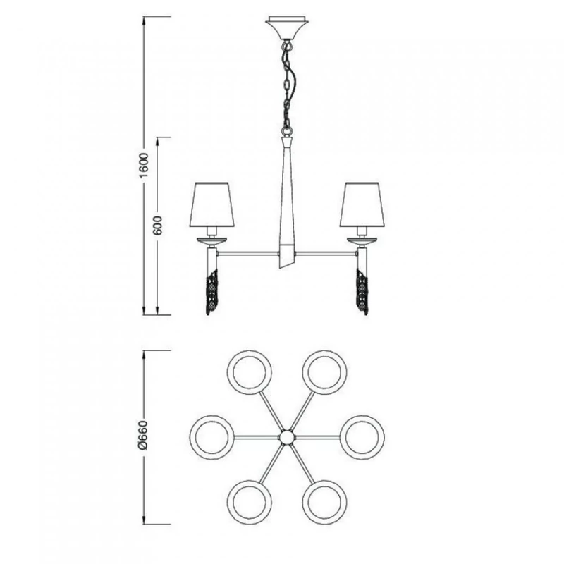 Mantra TIFFANY 3851 csillárok nappaliba króm fém 6xE14 max. 15W;6xG9 max. 33W E14