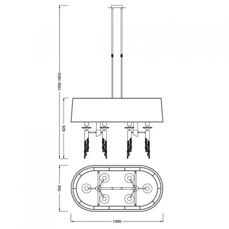 Mantra TIFFANY 3853 többágú függeszték króm fém 6xE27 max. 20W;6xG9 max. 33W E27