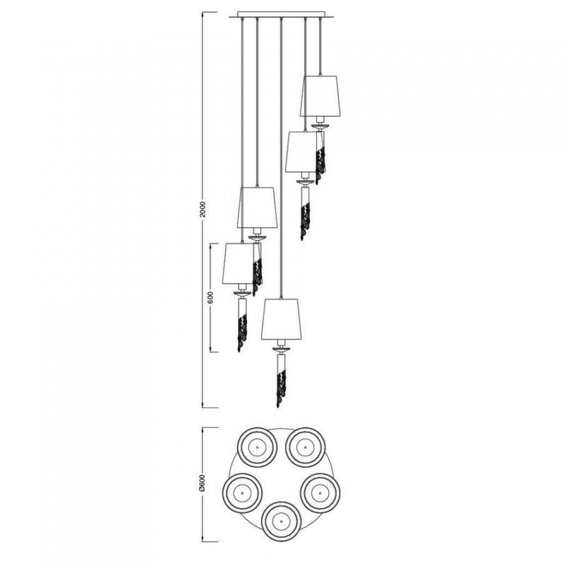 Mantra TIFFANY 3857 többágú függeszték króm fém 5xE27 max. 20W;5xG9 max. 33W E27