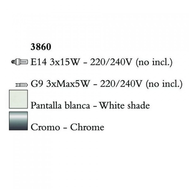 Mantra TIFFANY 3860 csillárok nappaliba króm fém 3xE14 max. 15W;3xG9 max. 33W E14