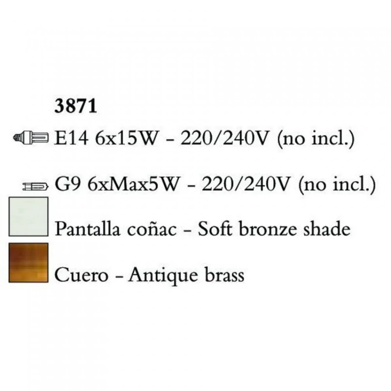 Mantra TIFFANY 3871 csillárok nappaliba antik bronz fém 6xE14 max. 15W;6xG9 max. 33W E14