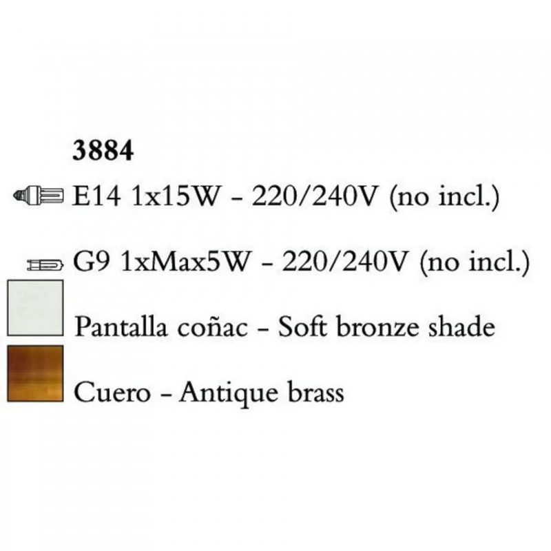 Mantra TIFFANY 3884 falikar antik bronz fém 1xE14 max. 53W;1xG9 max. 33W E14