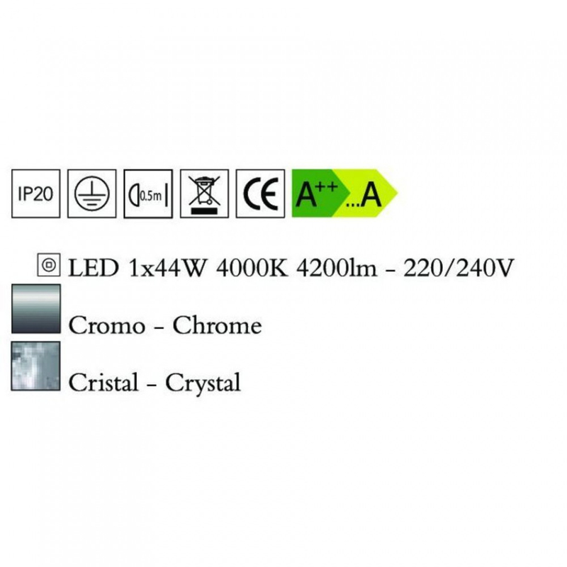 Mantra CRYSTAL 4576 mennyezeti kristálylámpa króm fém 1xLED max. 44W LED IP20
