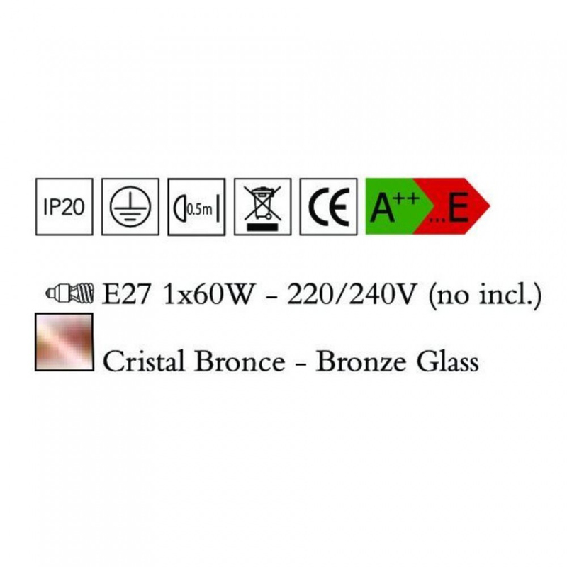 Mantra CRYSTAL BRONCE 4615 modern függeszték vörösréz üveg 1xE27 max. 60W E27 1 db
