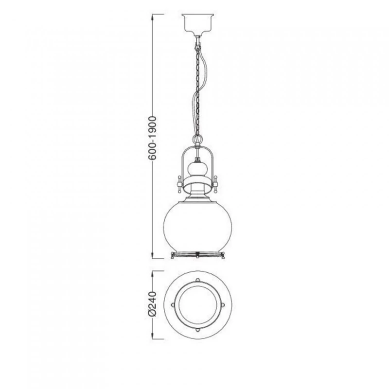 Mantra VINTAGE 4973 egyágú függeszték antik réz fém 1xE27 max. 60W E27 IP20