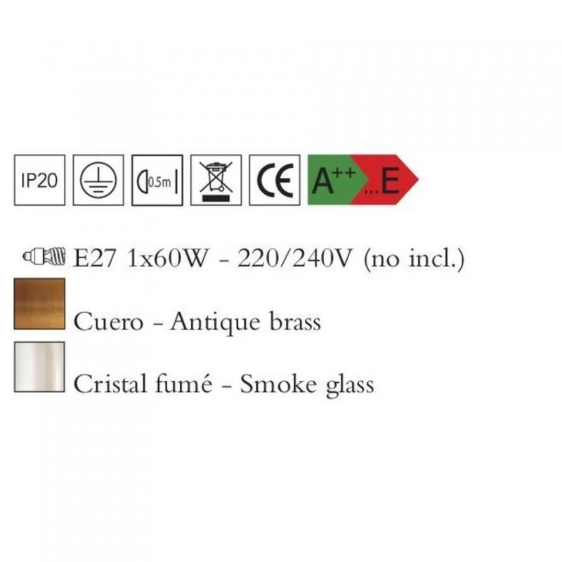 Mantra VINTAGE 4973 egyágú függeszték antik réz fém 1xE27 max. 60W E27 IP20