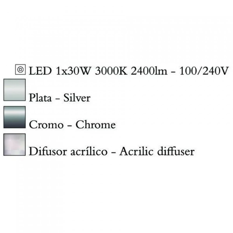 Mantra NUR 4982 mennyezeti lámpa króm fém 1xLED max. 30W LED 2400 lm 3000 K IP20