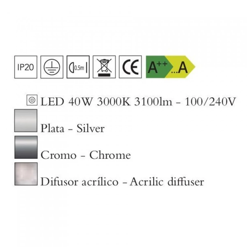 Mantra KNOT 4990 mennyezeti lámpa króm fém LED 40W LED 3100 lm 2700 K IP20