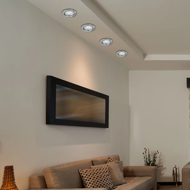 Rábalux Lite 1163 álmennyezetbe építhető lámpa szatin króm fém GU10 1x MAX 50 GU10 3 db 240 lm 3000 K IP44/ IP40 A+