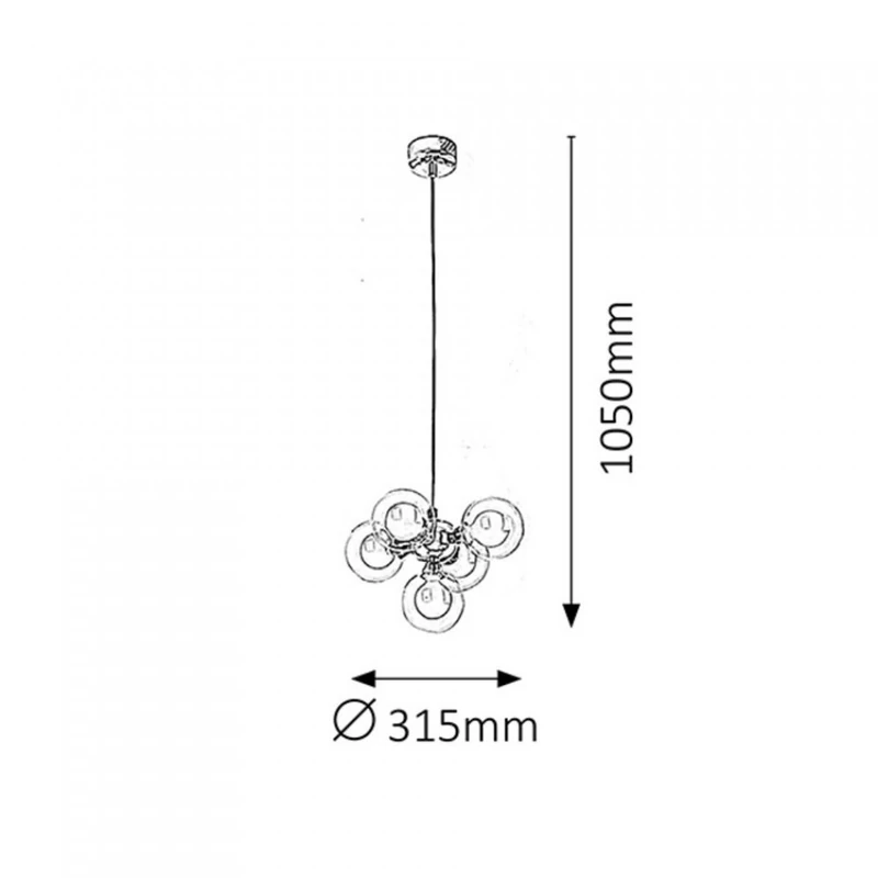 Rábalux Briella 2623 többágú függeszték króm fém G9 5x MAX 28 G9 370 lm 2700 K IP20 G