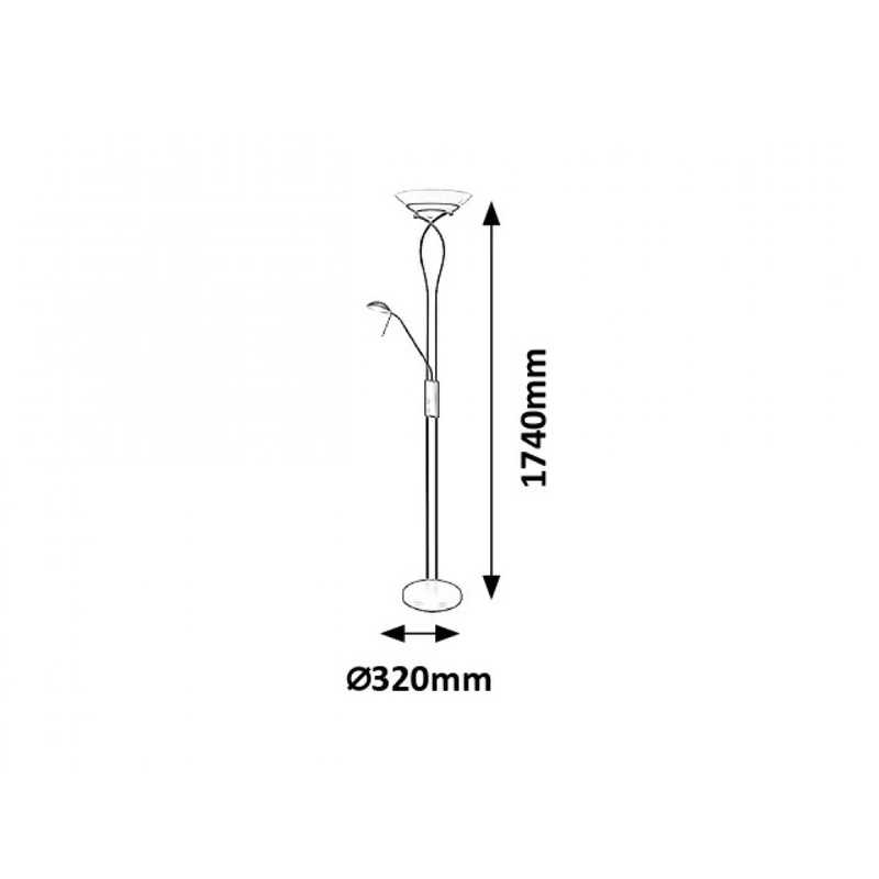 Rábalux Gamma 4077 állólámpa olvasókarral szatin króm fém R7S 1x MAX 230 + G9 1x MAX 40 R7s/G9 4970 lm 2700 K IP20